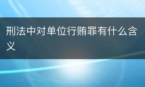 刑法中对单位行贿罪有什么含义