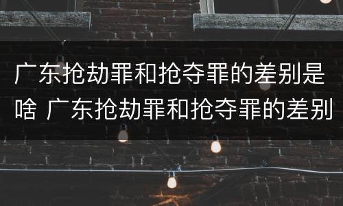 广东抢劫罪和抢夺罪的差别是啥 广东抢劫罪和抢夺罪的差别是啥呢