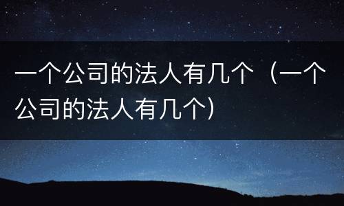 一个公司的法人有几个（一个公司的法人有几个）
