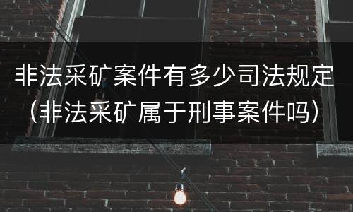 非法采矿案件有多少司法规定（非法采矿属于刑事案件吗）