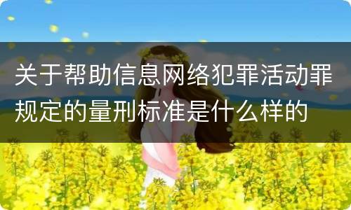 关于帮助信息网络犯罪活动罪规定的量刑标准是什么样的