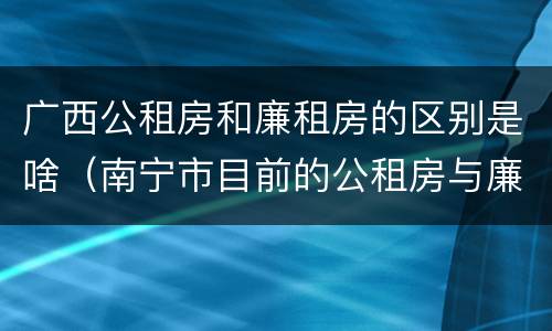 广西公租房和廉租房的区别是啥（南宁市目前的公租房与廉租房的区别）