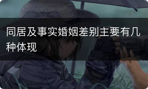 同居及事实婚姻差别主要有几种体现