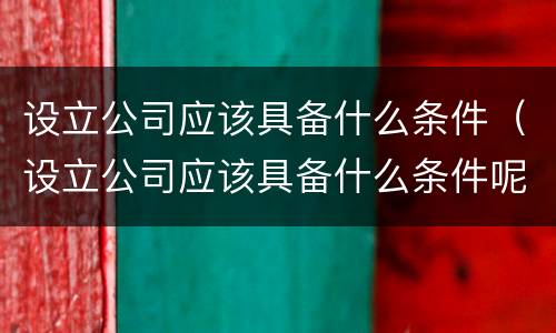 设立公司应该具备什么条件（设立公司应该具备什么条件呢）
