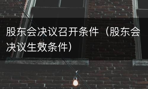 股东会决议召开条件（股东会决议生效条件）
