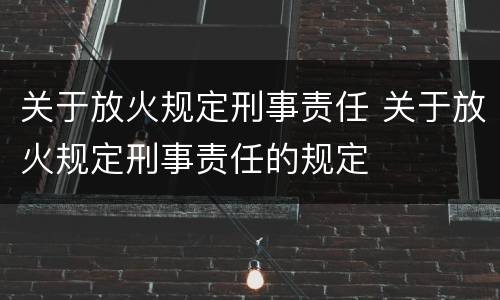 关于放火规定刑事责任 关于放火规定刑事责任的规定