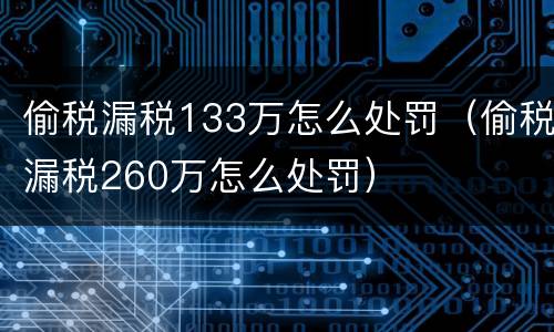 偷税漏税133万怎么处罚（偷税漏税260万怎么处罚）