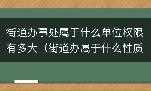 街道办事处属于什么单位权限有多大（街道办属于什么性质的单位）