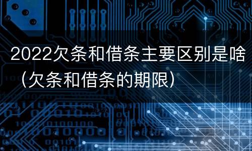 2022欠条和借条主要区别是啥（欠条和借条的期限）