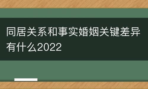 同居关系和事实婚姻关键差异有什么2022