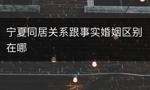 宁夏同居关系跟事实婚姻区别在哪