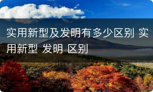 实用新型及发明有多少区别 实用新型 发明 区别