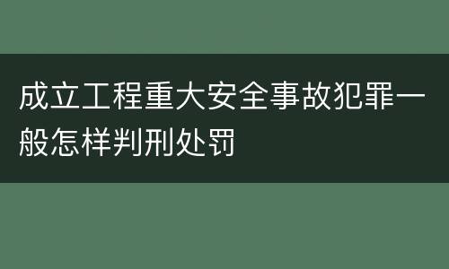 成立工程重大安全事故犯罪一般怎样判刑处罚