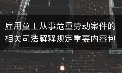 雇用童工从事危重劳动案件的相关司法解释规定重要内容包括什么