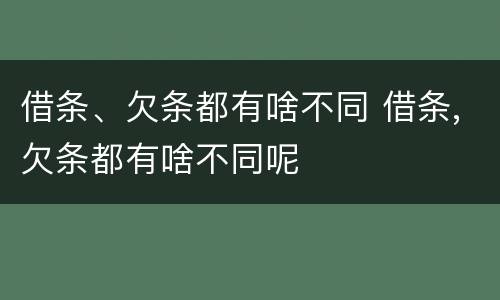 借条、欠条都有啥不同 借条,欠条都有啥不同呢