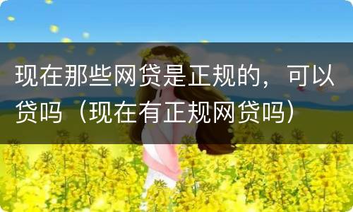 现在那些网贷是正规的，可以贷吗（现在有正规网贷吗）