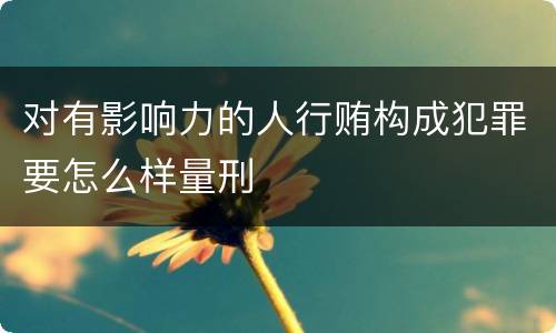 对有影响力的人行贿构成犯罪要怎么样量刑