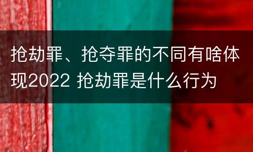 抢劫罪、抢夺罪的不同有啥体现2022 抢劫罪是什么行为