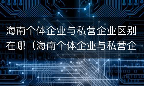 海南个体企业与私营企业区别在哪（海南个体企业与私营企业区别在哪儿）