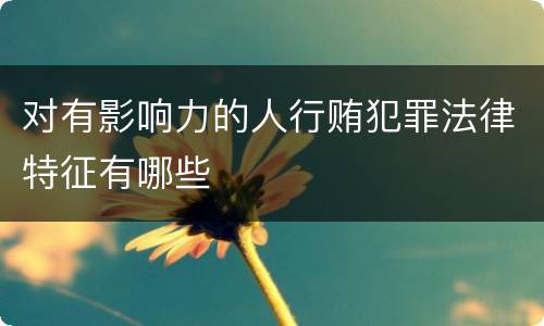 对有影响力的人行贿犯罪法律特征有哪些
