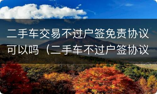 二手车交易不过户签免责协议可以吗（二手车不过户签协议有效吗）