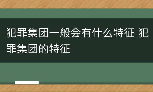 犯罪集团一般会有什么特征 犯罪集团的特征