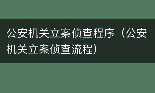 公安机关立案侦查程序（公安机关立案侦查流程）