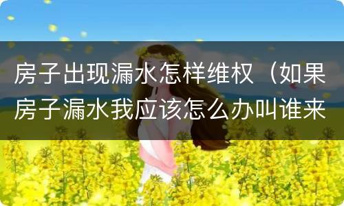 房子出现漏水怎样维权（如果房子漏水我应该怎么办叫谁来赔偿）