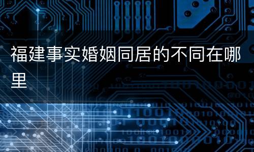 福建事实婚姻同居的不同在哪里