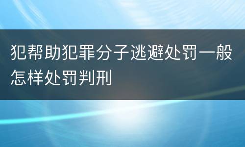 犯帮助犯罪分子逃避处罚一般怎样处罚判刑
