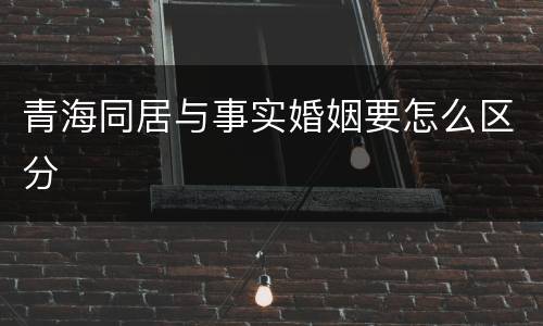 青海同居与事实婚姻要怎么区分