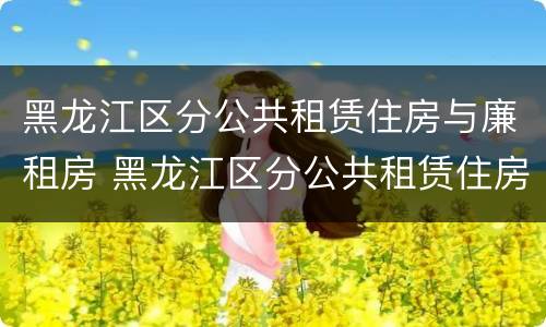 黑龙江区分公共租赁住房与廉租房 黑龙江区分公共租赁住房与廉租房的区别