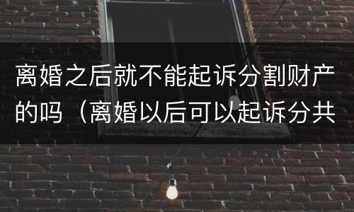 离婚之后就不能起诉分割财产的吗（离婚以后可以起诉分共同财产吗）