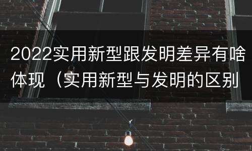 2022实用新型跟发明差异有啥体现（实用新型与发明的区别有哪些）