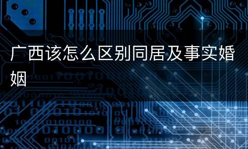 广西该怎么区别同居及事实婚姻