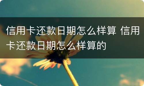 信用卡还款日期怎么样算 信用卡还款日期怎么样算的