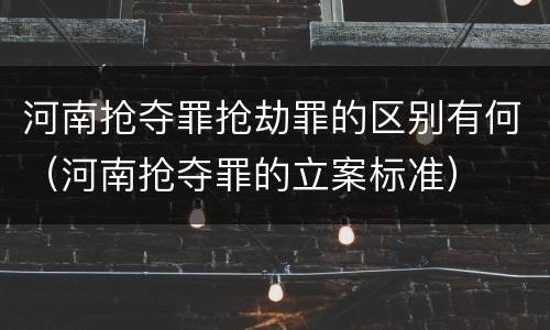 河南抢夺罪抢劫罪的区别有何（河南抢夺罪的立案标准）