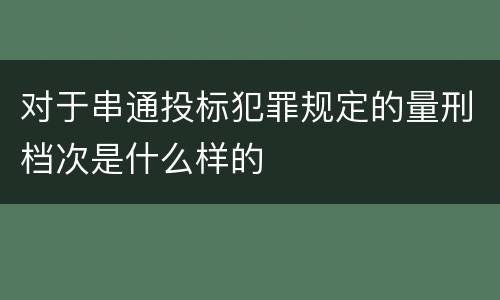对于串通投标犯罪规定的量刑档次是什么样的