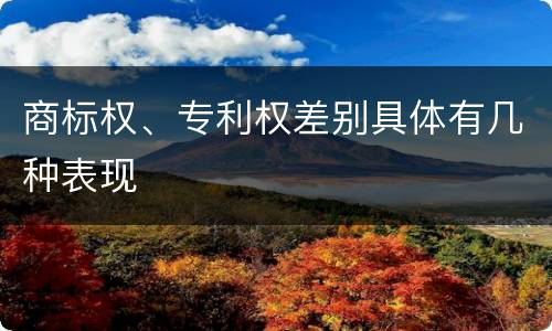 商标权、专利权差别具体有几种表现