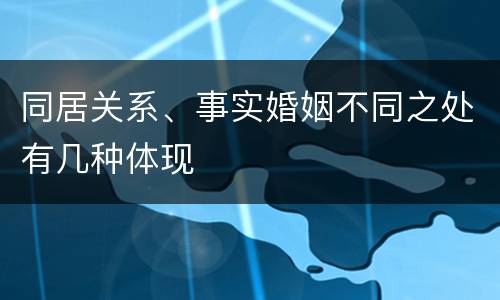 同居关系、事实婚姻不同之处有几种体现