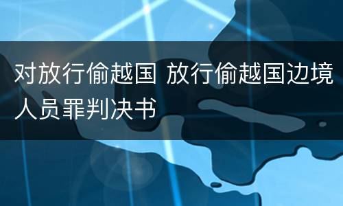 对放行偷越国 放行偷越国边境人员罪判决书