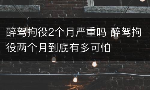 醉驾拘役2个月严重吗 醉驾拘役两个月到底有多可怕