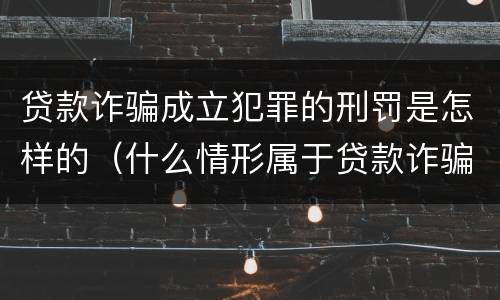 贷款诈骗成立犯罪的刑罚是怎样的（什么情形属于贷款诈骗罪）