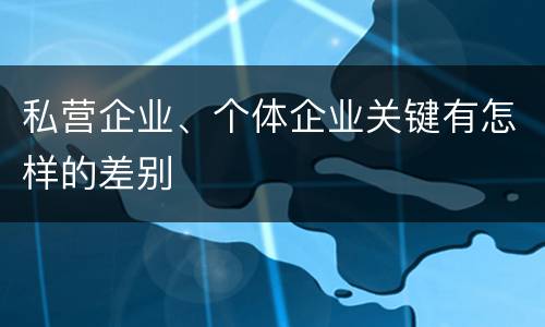 私营企业、个体企业关键有怎样的差别