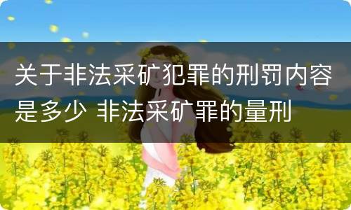 关于非法采矿犯罪的刑罚内容是多少 非法采矿罪的量刑