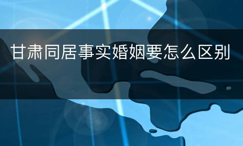 甘肃同居事实婚姻要怎么区别