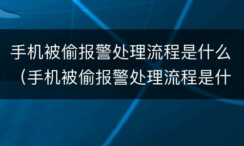 手机被偷报警处理流程是什么（手机被偷报警处理流程是什么样子的）
