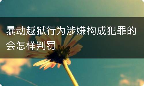暴动越狱行为涉嫌构成犯罪的会怎样判罚