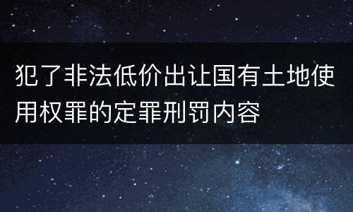 犯了非法低价出让国有土地使用权罪的定罪刑罚内容