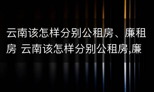 云南该怎样分别公租房、廉租房 云南该怎样分别公租房,廉租房和私租房